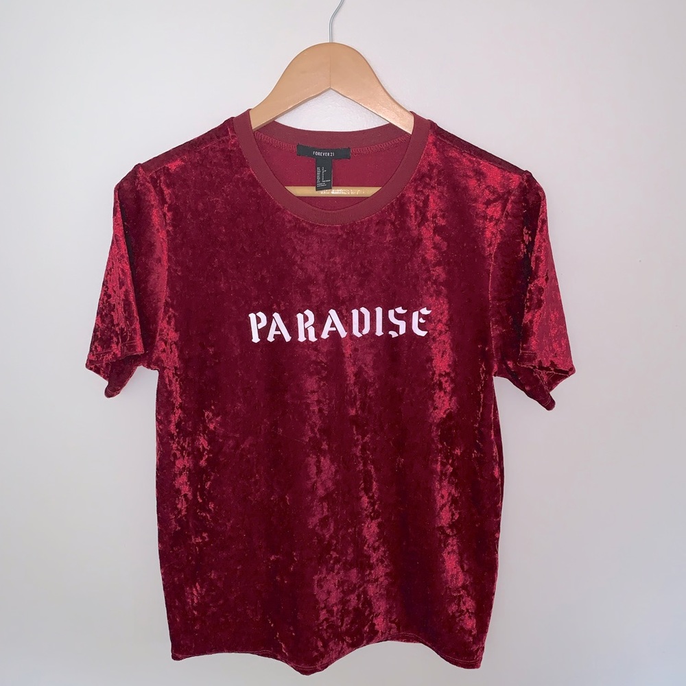 Forever 21 Velvet Short Sleeve Shirt